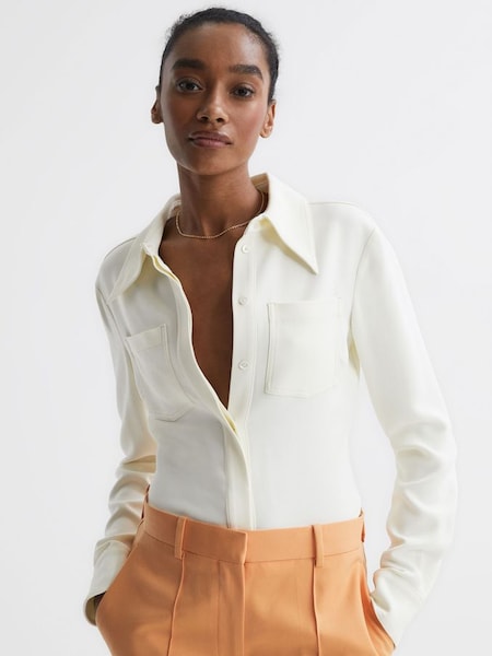 Premium Stitch Detail Fitted Shirt in Ivory (D91461) | €260