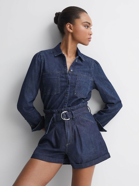 Paige High Rise Belted Denim Shorts in Baltimore (D93465) | €320