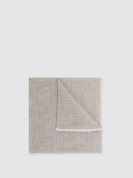 燕麥色千鳥格亞麻西裝手帕 (D97799) | HK$228