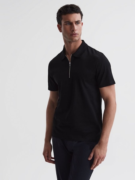Mercerised Egyptian Cotton Polo Shirt in Black (D97803) | $70