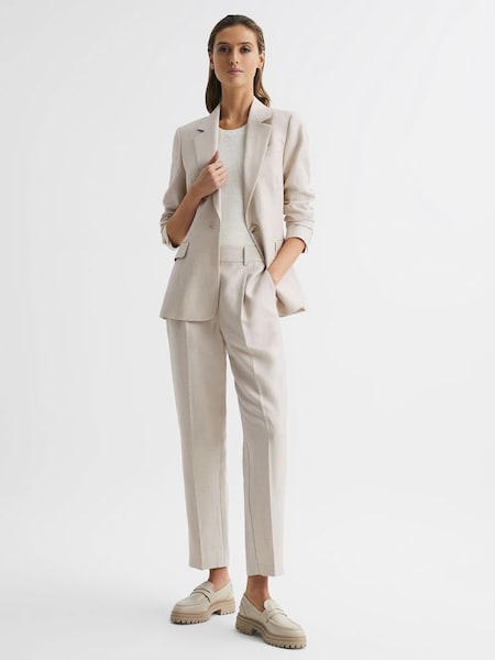 Tapered Linen Trousers in Oatmeal (D98242) | HK$874