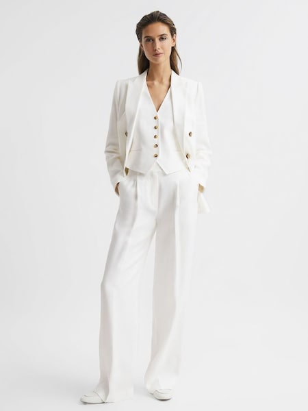 Pantalon large en lin blanc (D98246) | 151 €