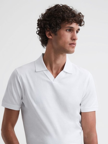 Slim Fit Mercerised Cotton T-Shirt in White (D99107) | CHF 102