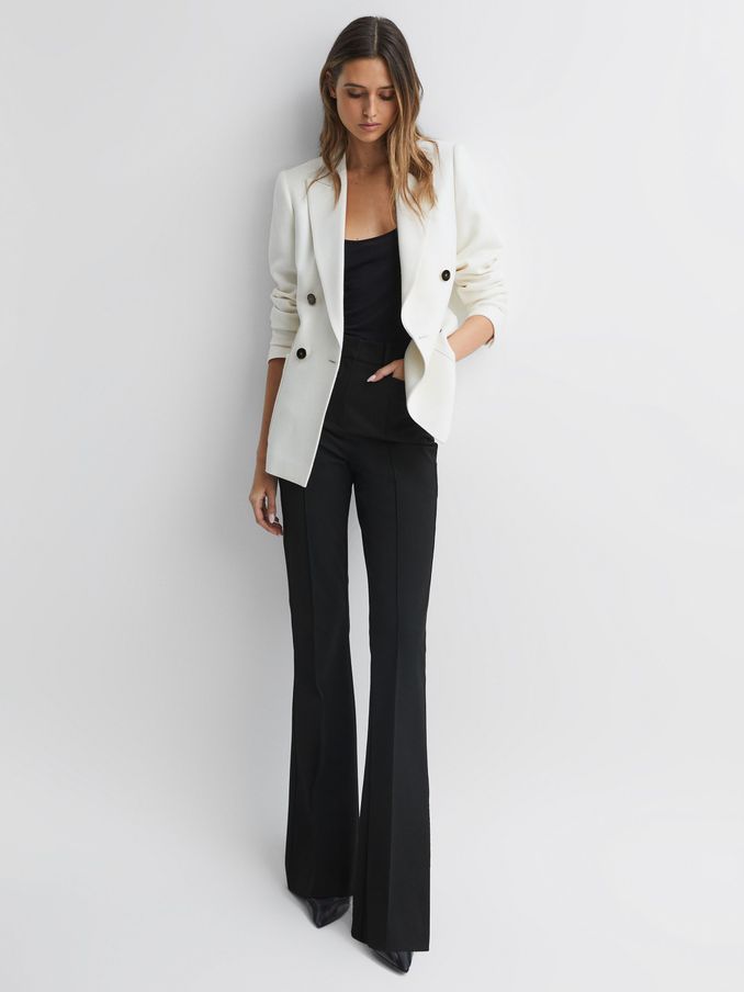 Buy White Georgette Straight Cut Trouser Suit Set in UK - Style ID: LS-7050  - Diya