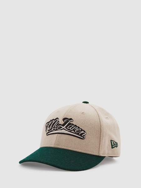 McLaren F1 Wool Blend Embroidered Baseball Cap in Ecru/Green (E04290) | CHF 70