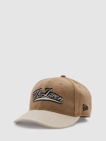 McLaren F1 Wool Blend Embroidered Baseball Cap in Camel/Ecru (E04295) | SAR 280