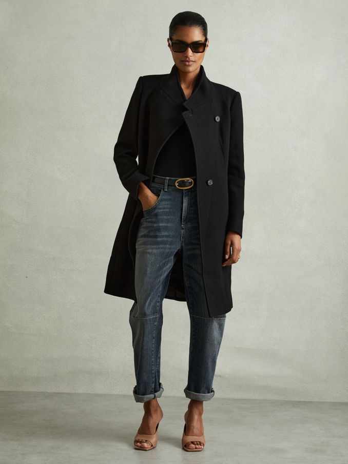 Women s BLACK SMART COAT REISS Coatsandjackets Reiss Canada