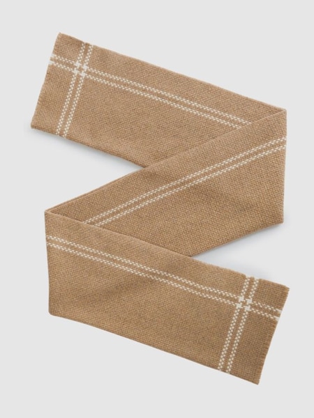 Wool Cashmere Fringed Scarf in Camel (E28612) | $160