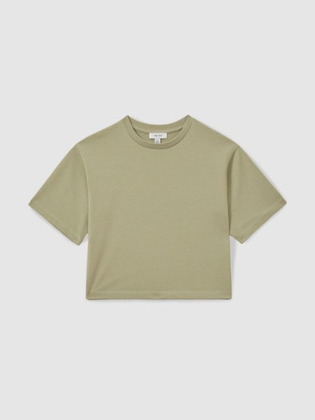 Cassy Oversized-T-Shirt aus Baumwolle mit Rundhalsausschnitt, Salbeigrün (E29699) | 25 €