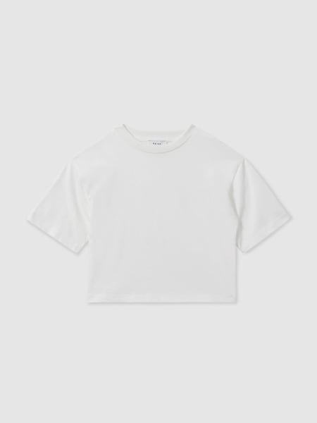 4-9 yrs Oversized Cotton Crew-Neck T-Shirt in Ivory (E29700) | €20