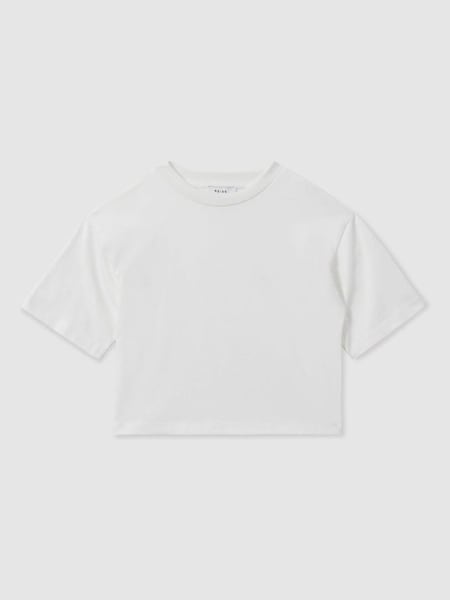 Teen Oversized Cotton Crew Neck T-Shirt in Ivory (E29704) | €25