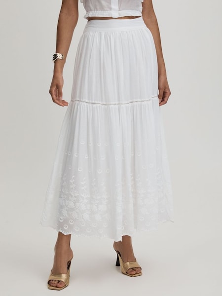 Betty White Mille 100% Cotton Smocked Midi Skirt (E35497) | CHF 350