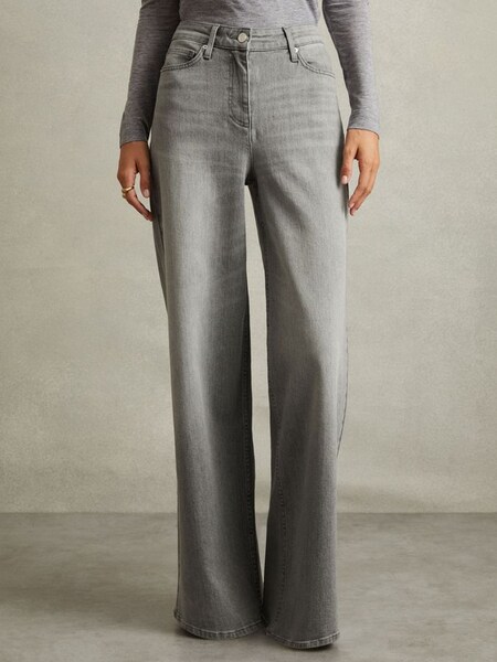 Petite Wide Leg Jeans in Washed Grey (E38840) | €220