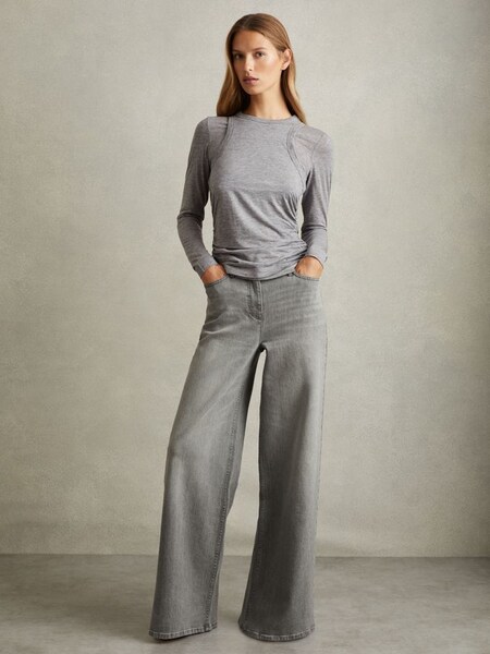 Wide Leg Jeans in Washed Grey (E38845) | €220