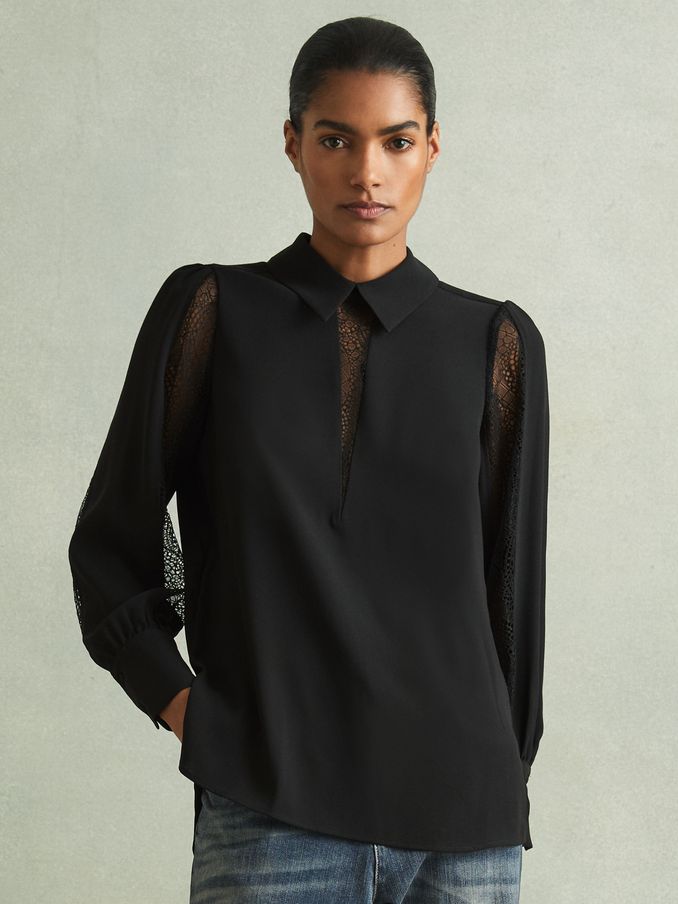 Black dress shirt women cheap