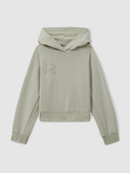 Teen Garment Dyed Cotton Hoodie in Sage (E42829) | €65