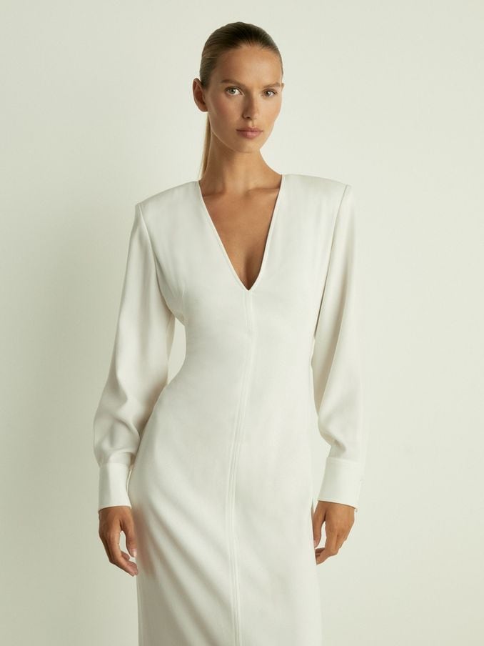 White Dresses Knitted Printed White Dresses Reiss UK
