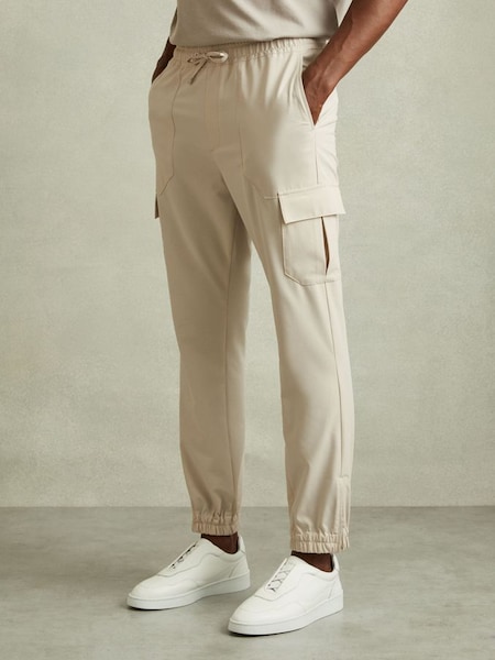 Elasticated Cargo Trousers in Stone (E52856) | SAR 670