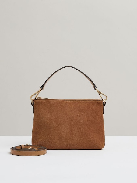 Leather and Suede Double-Strap Bag in Tan (E53250) | €195