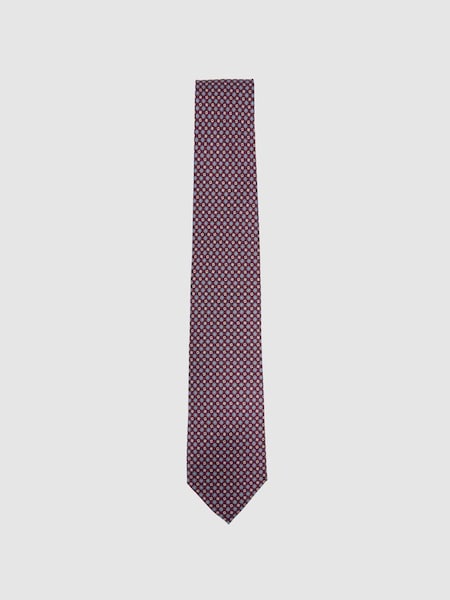 Silk Floral Print Tie in Bordeaux (E53448) | €95