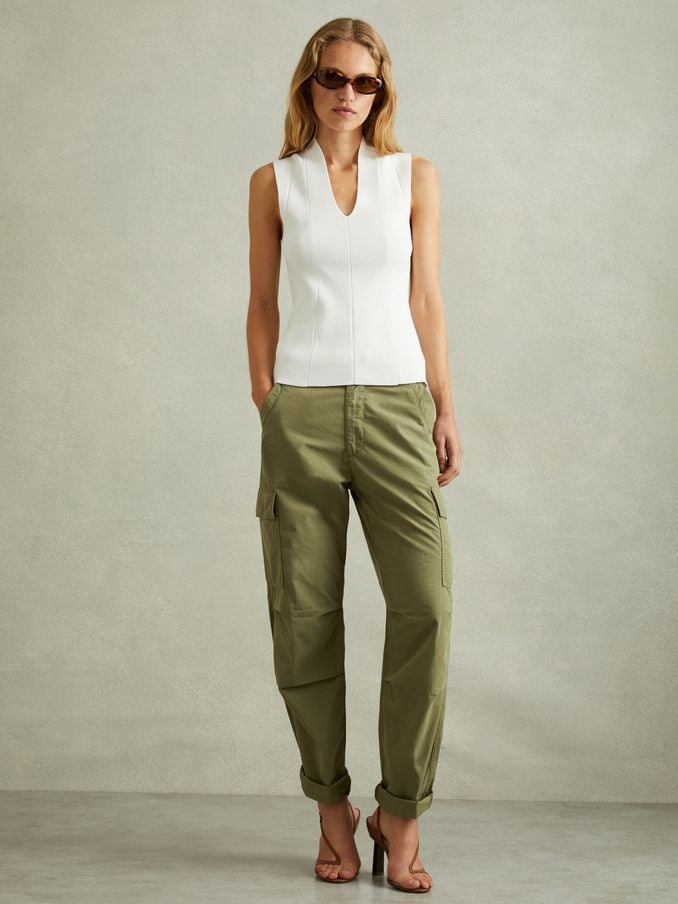 Women s Green Trousers Green Cargo Tapered Trousers Reiss Australia