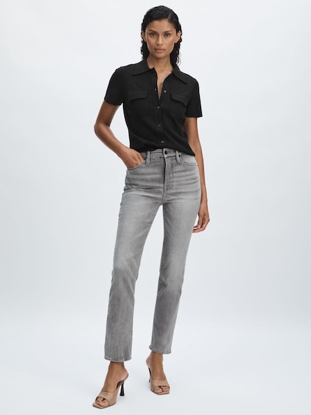 Good American Straight-Leg Jeans in Washed Grey (E82378) | €240