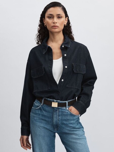 Oversized Denim Shirt in Dark Indigo (E82418) | TRY 280