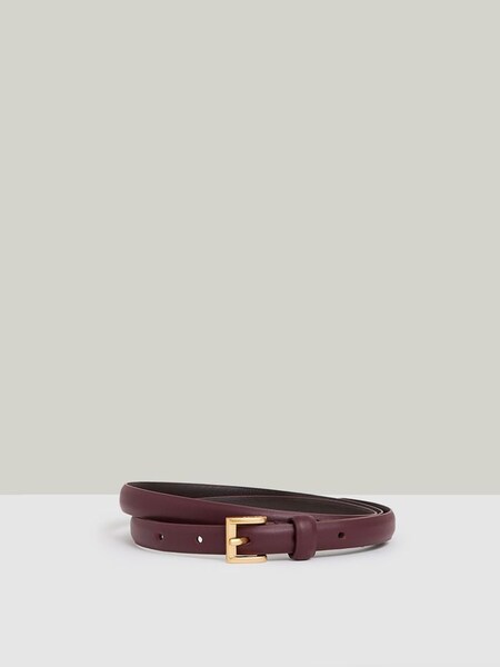 Leather Skinny Belt in Oxblood (F00788) | €55