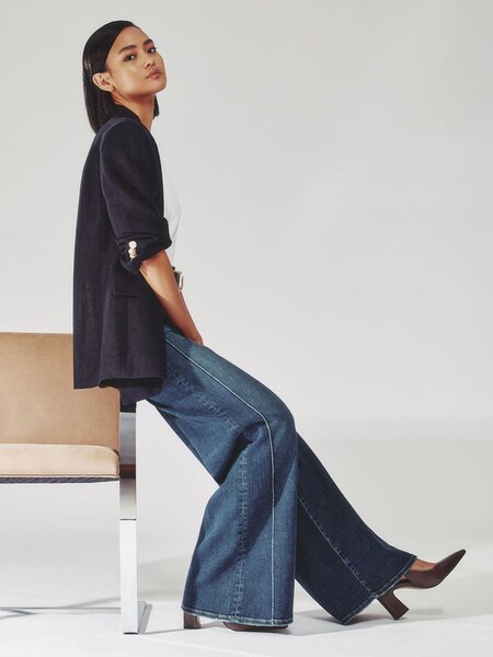 Petite Stretch-Cotton Wide-Leg Jeans in Mid Blue (F18162) | €240