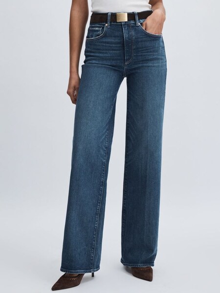Paige High Rise Wide Leg Jeans in Boogie Blue (F20047) | TRY 530