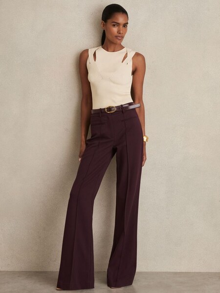High Rise Flared Trousers in Burgundy (F20245) | €220