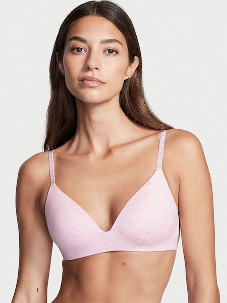 Pink Petal Heather Pink Smooth Logo Strap Lightly Lined Non Wired T-Shirt Bra (K06492) | €19.50
