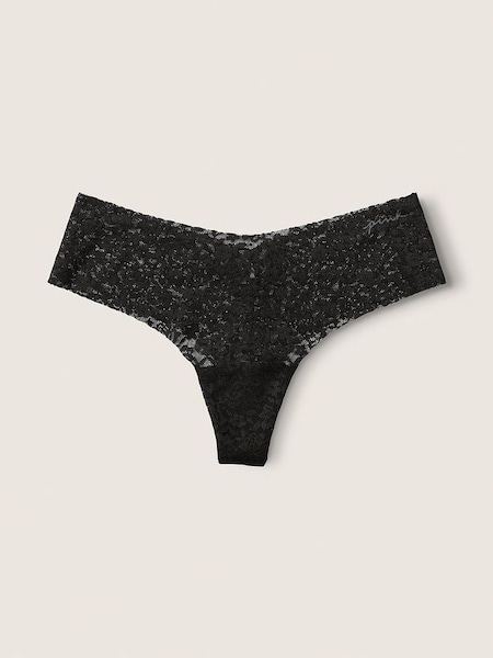 Pure Black Thong Lace No Show Knickers (K07091) | €10.50