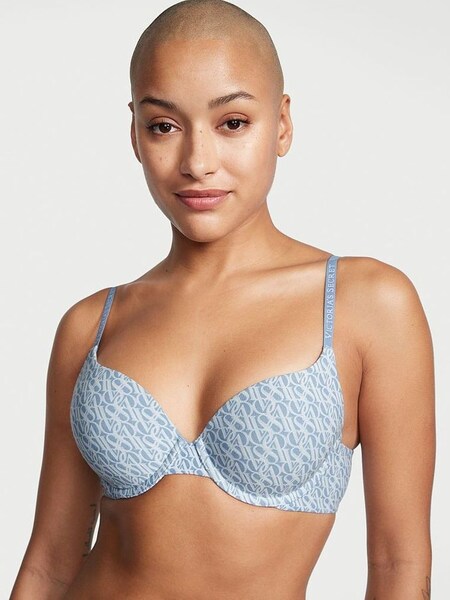 Faded Denim Blue Regular Cup Lightly Lined Logo Strap Full Cup Bra (K16043) | €22