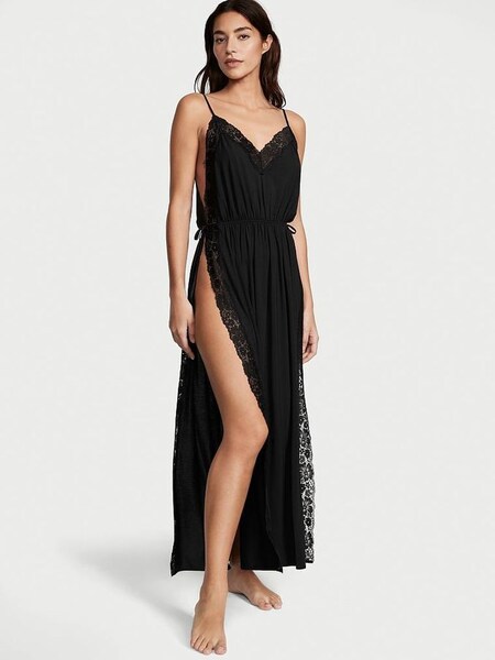 Black Modal Lace Trim Slip Dress (K16082) | €68