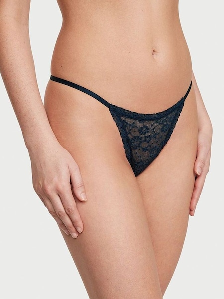 Noir Navy Blue Lacie String Thong Knickers (K22780) | €10.50