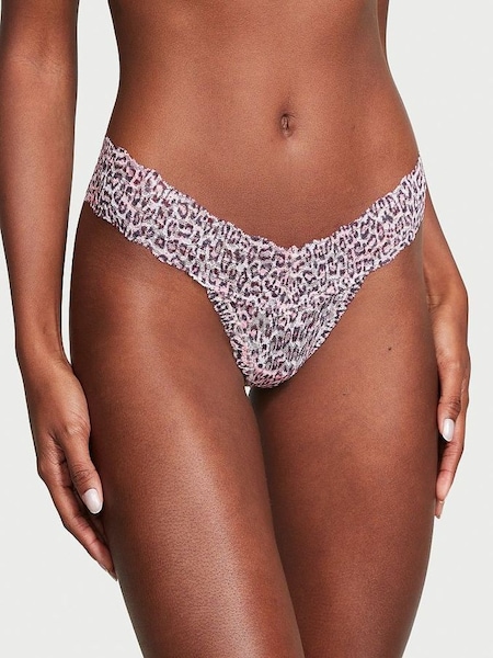 Purest Pink Animal Printed Thong Lace Knickers (K22785) | €10.50