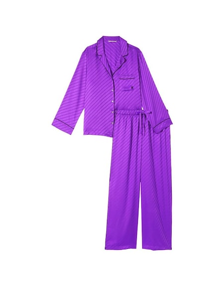 Violetta Purple Satin Long Pyjamas (K23486) | €79