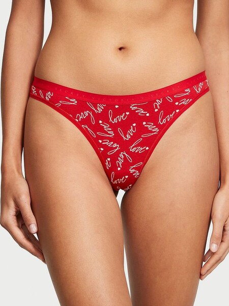 Lipstick Red Tossed Love Printed Thong Knickers (K23487) | €10.50