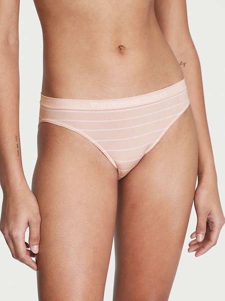 Purest Pink Clean Stripe Pink Printed Seamless Bikini Knickers (K23614) | €10.50