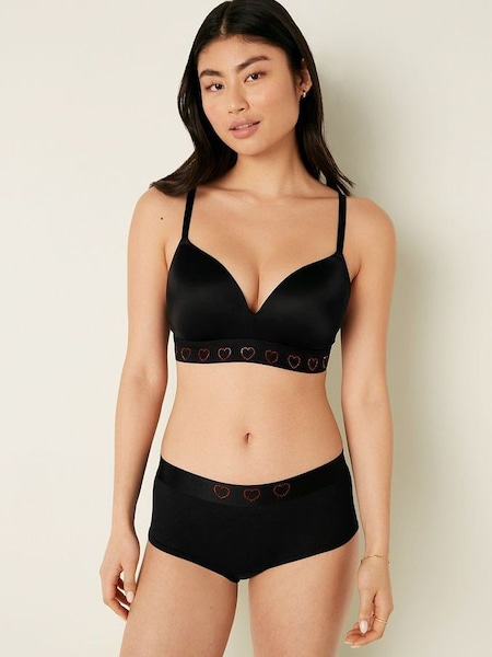 Pure Black Heart Shine Smooth Non Wired Push Up T-Shirt Bra (K24471) | €15.50