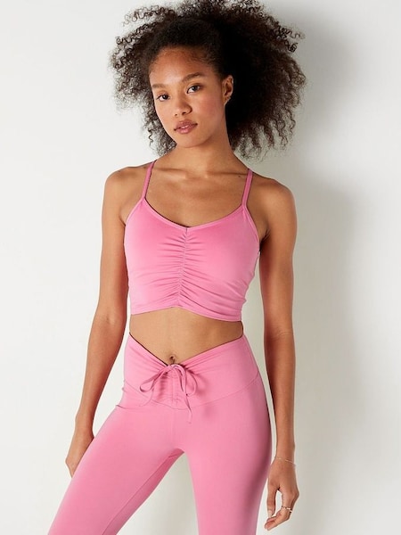 Dreamy Pink Ruched Lightly Lined Low Impact Sports Bra (K24540) | €15.50