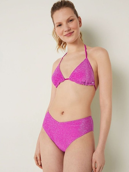 Dahlia Magenta Pink Brazilian Shimmer High Waist Cheeky Bikini Bottom (K28586) | €22.50