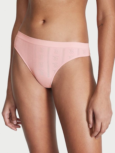 Pretty Blossom Pink Pointelle Seamless Thong Knickers (K30819) | €10.50