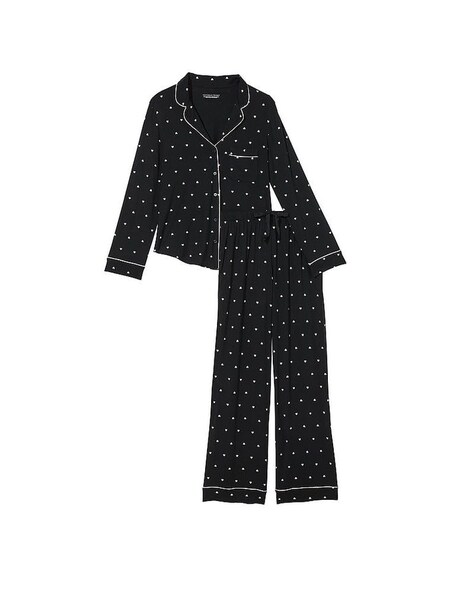 Black Heart Dot Modal Long Pyjamas (K30840) | €68