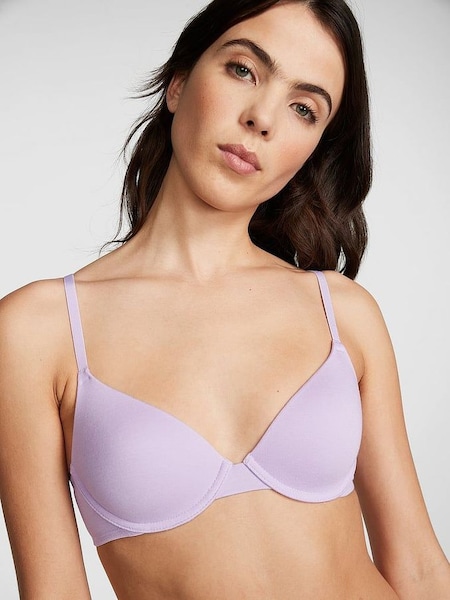 Pastel Lilac Purple Lightly Lined Cotton Logo Bra (K30907) | €33