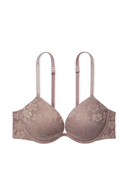 Iced Coffee Brown Shine Strap Lace Super Push Up Bra (K30949) | €41