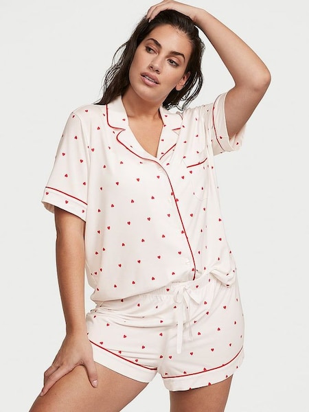 Coconut White Heart Dot Modal Short Pyjamas (K31631) | €31