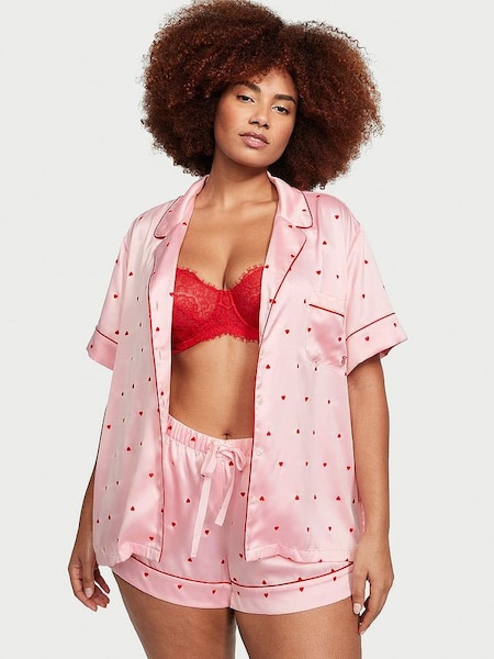 Pink Heart Satin Short Pyjamas (K31804) | €75