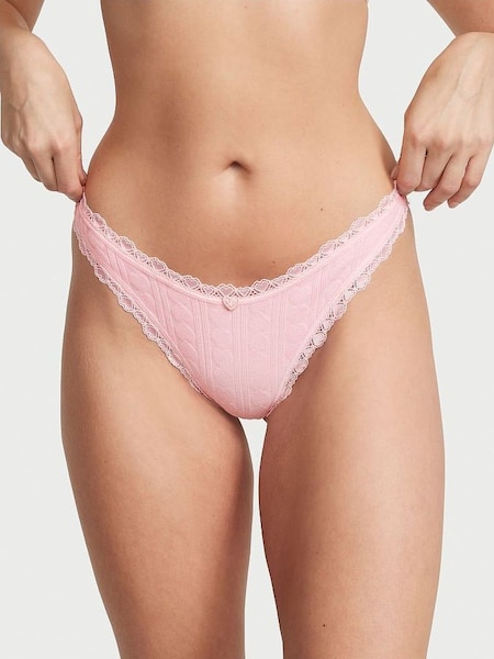 Pretty Blossom Pink Pointelle Thong Knickers (K32195) | €10.50